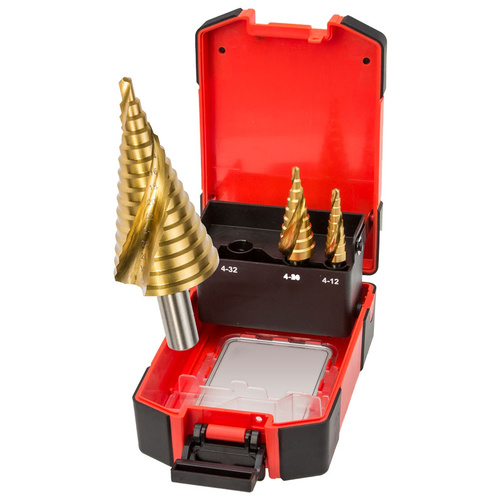 G3SD Step Drill Set Double Spiral 3pce